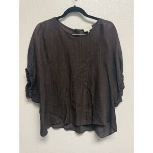 NWT Mellowday Brown Top Blouse Button Up Backside Career - Dressy Size CL